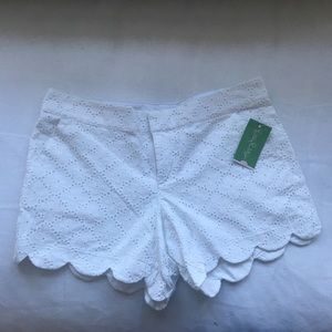White Eyelet Scalloped Shorts - NWT